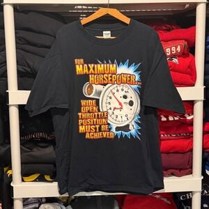 Vintage 90s Car Speed Racing Horsepower Black Mens XL Shirt